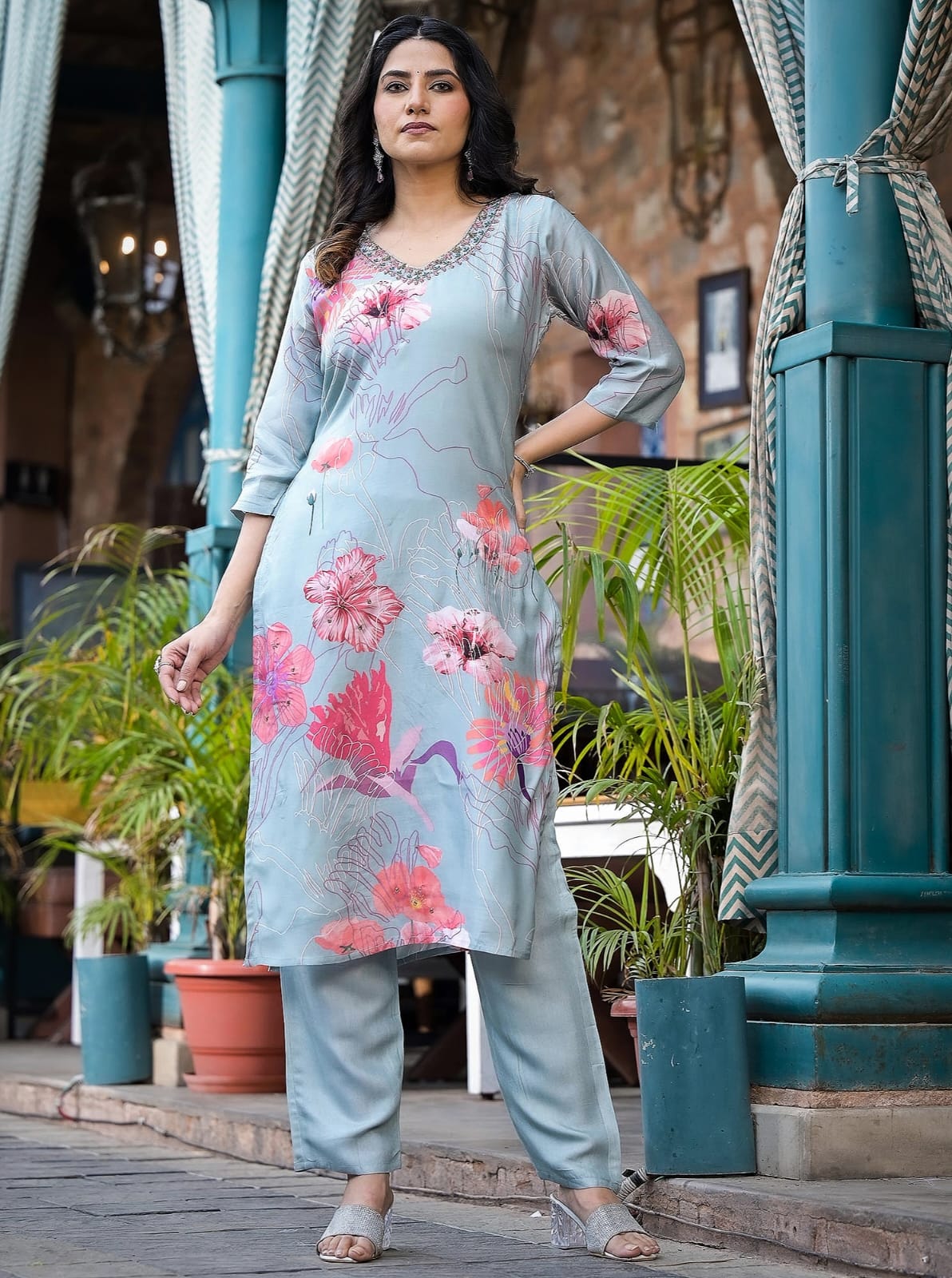 Kalaai Designer Viscose Printed Kurti With Bottom Dupatta Wholesale Clothing Suppliers In India
